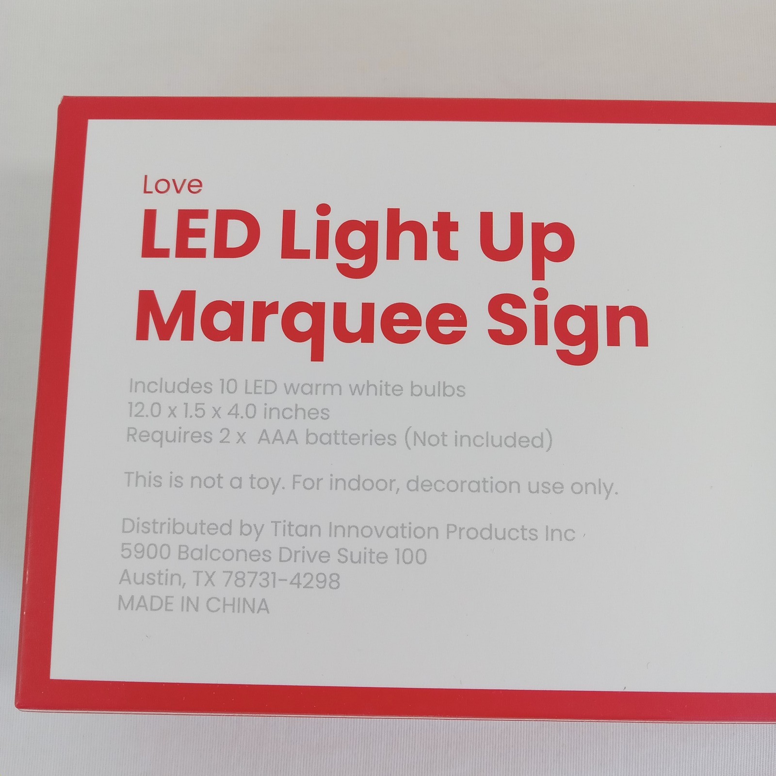 Red LOVE LED Light Up Marquee Sign Home Decor Battery Operated 12″ Wide