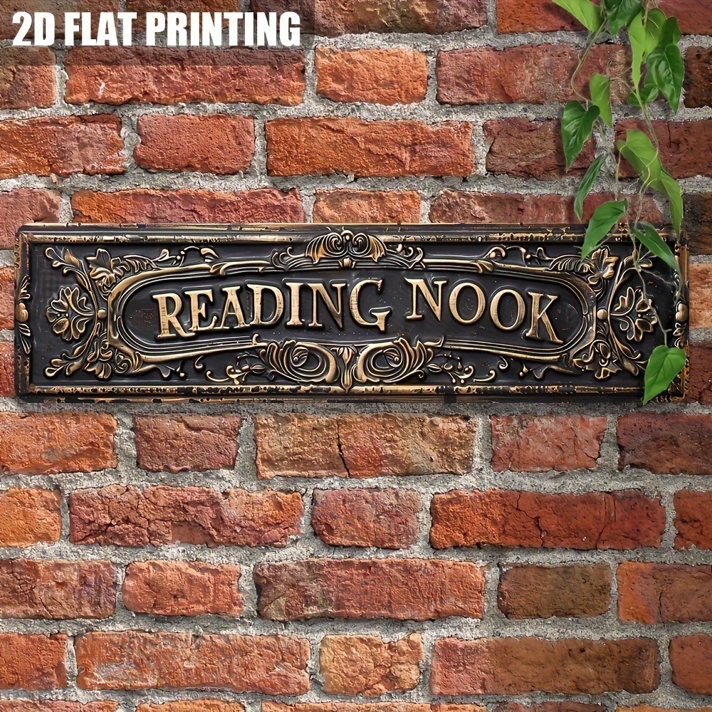 Vintage Book Nook Wall Decor Bookshelf Metal Tin Sign Book Lover Reader Bookworm