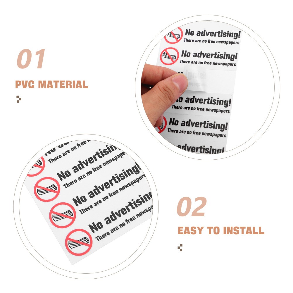 20Pcs No Advertising Mailbox Decal White Weather Resistant Self Adhesive Sticker