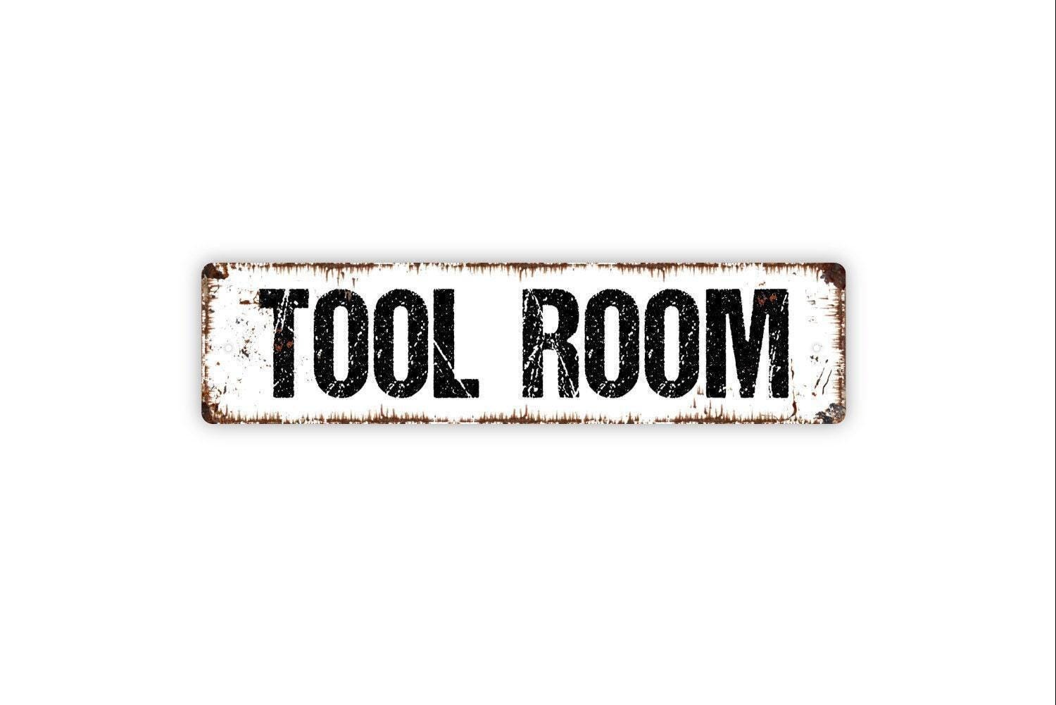 Tool Room Sign | Metal Workshop Wall Decor for Garage Shop Storage | Industrial