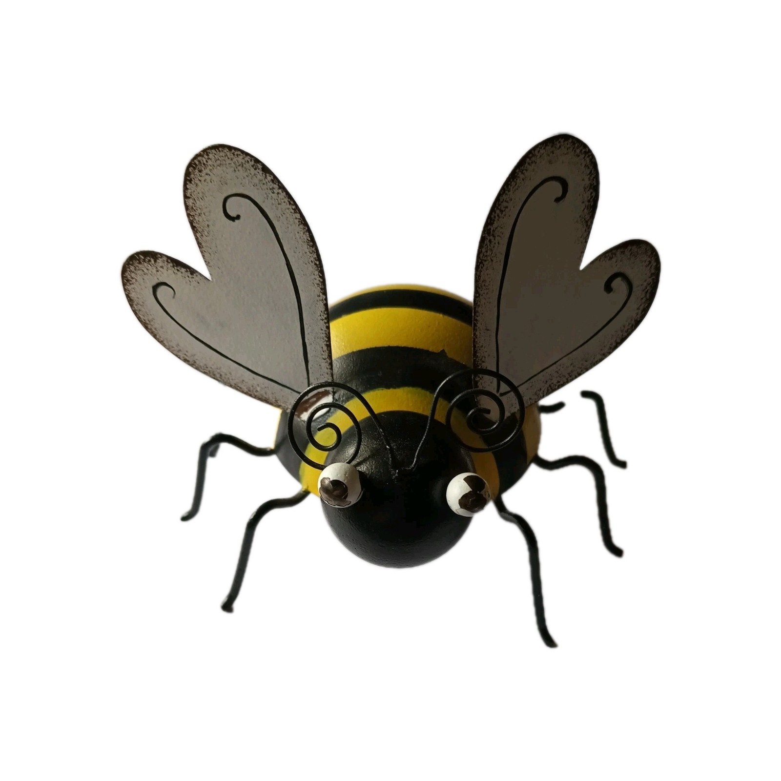 METAL BEE INSIDE OR OUTSIDE DECOR BLACK YELLOW FREE STANDING