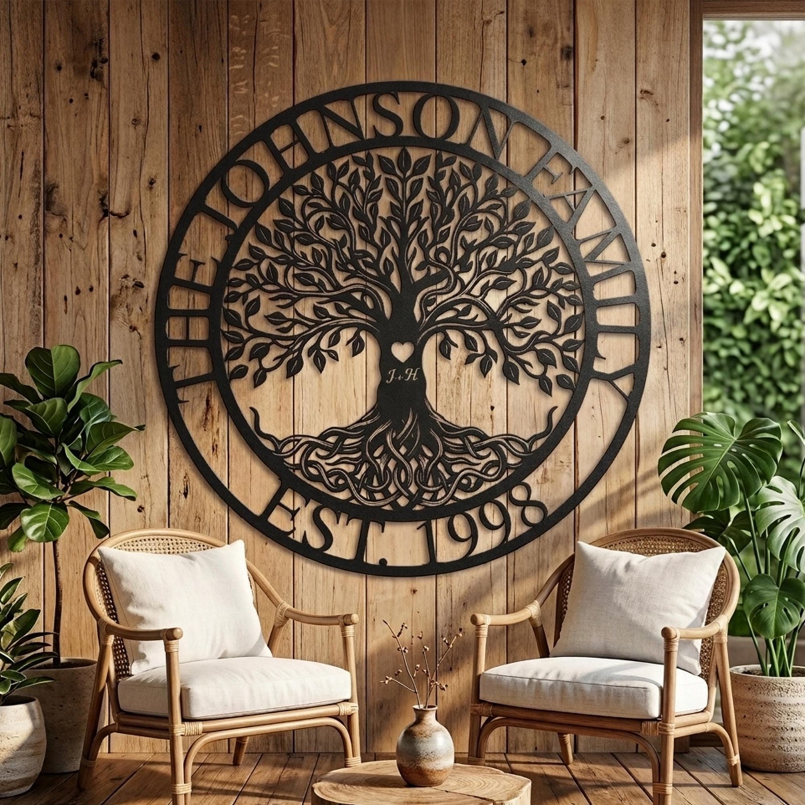 Personalized Tree of Life Metal Sign, Custom Family Name Gift