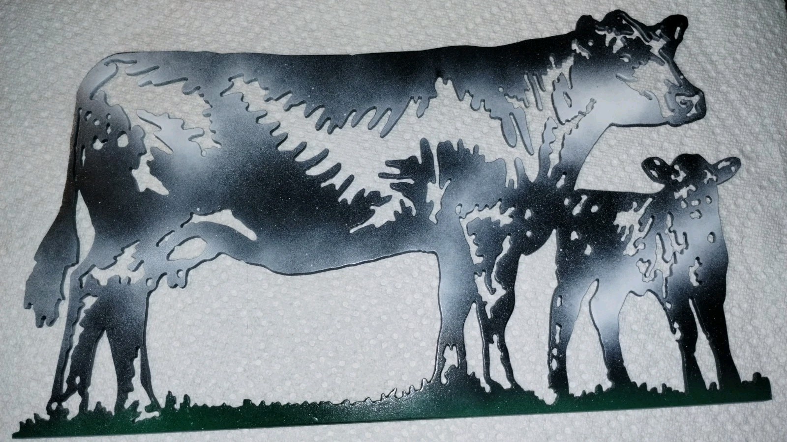 “Heavy Metal Art” COW & CALF Lg Digital Plasma Cut in Plate steel not thin tin