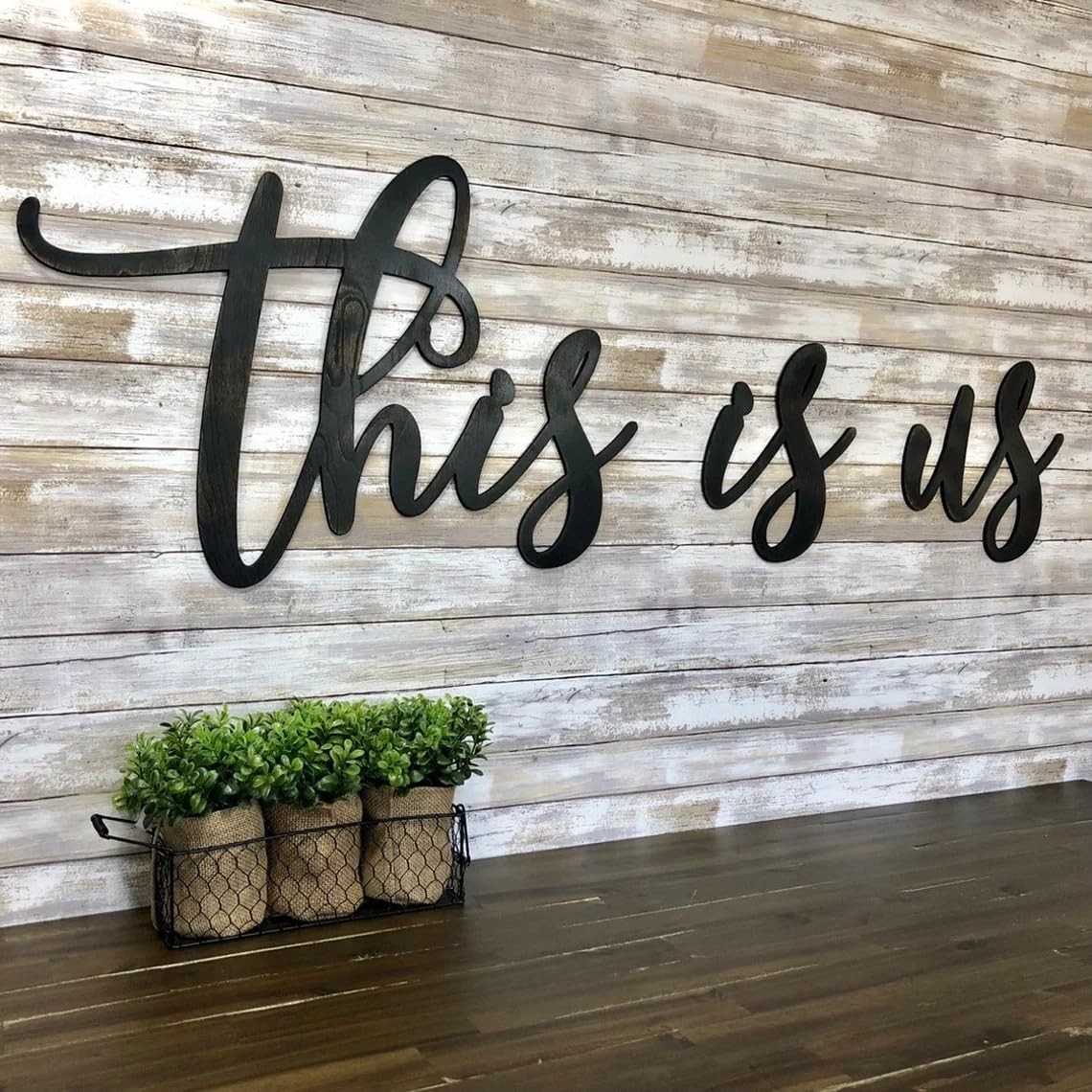 Black Wooden This Is Us Sign Family Wall Plaques Farmhouse Entryway Decorations