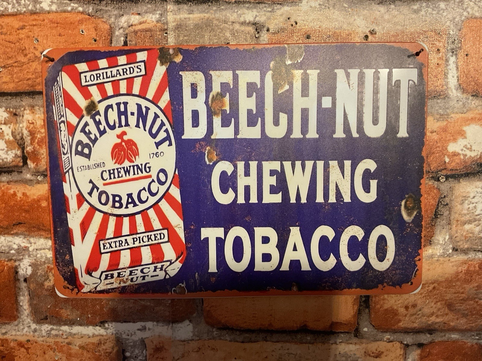 12″x8″ Retro Patina Style “Beachnut Tabacco” Adveertising Sign…Ships Free!