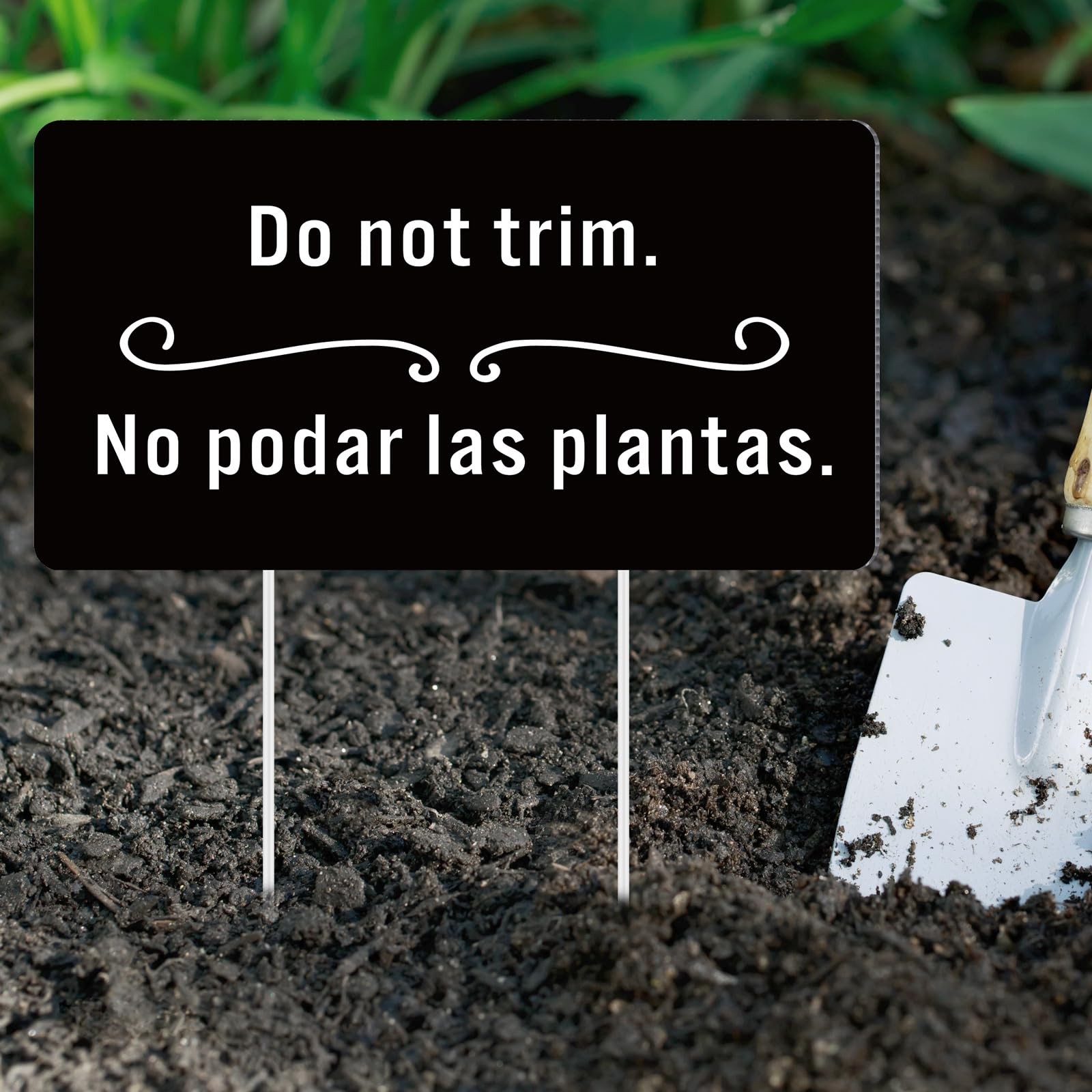 2 Pcs Do Not Trim Yard Signs with Plastic Stakes, 9.2” x 4.9” Bilingual Pla…
