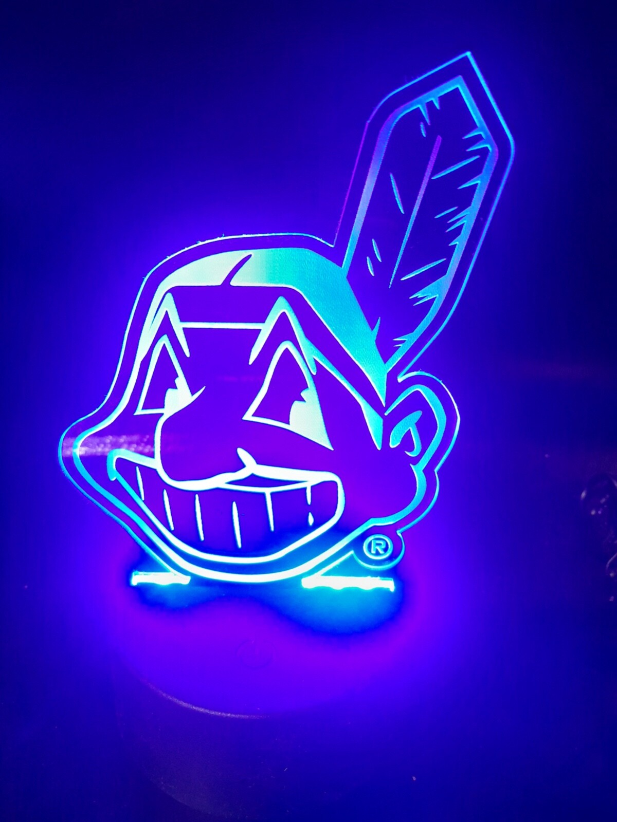 Edge Lit Tabletop Sign, Multi-Colored LED, New Cleveland Indians Night Light
