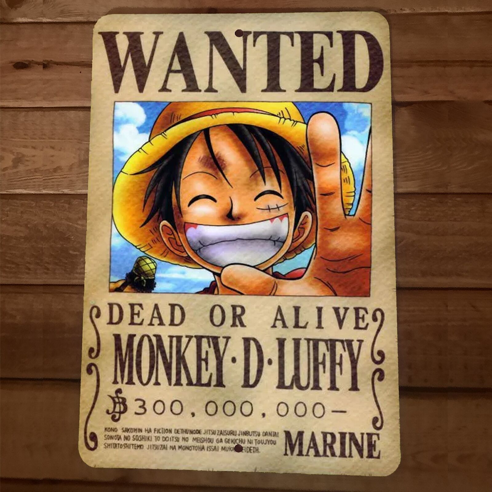 Wanted Monkey D Luffy 8×12 Metal Wall One Piece Sign