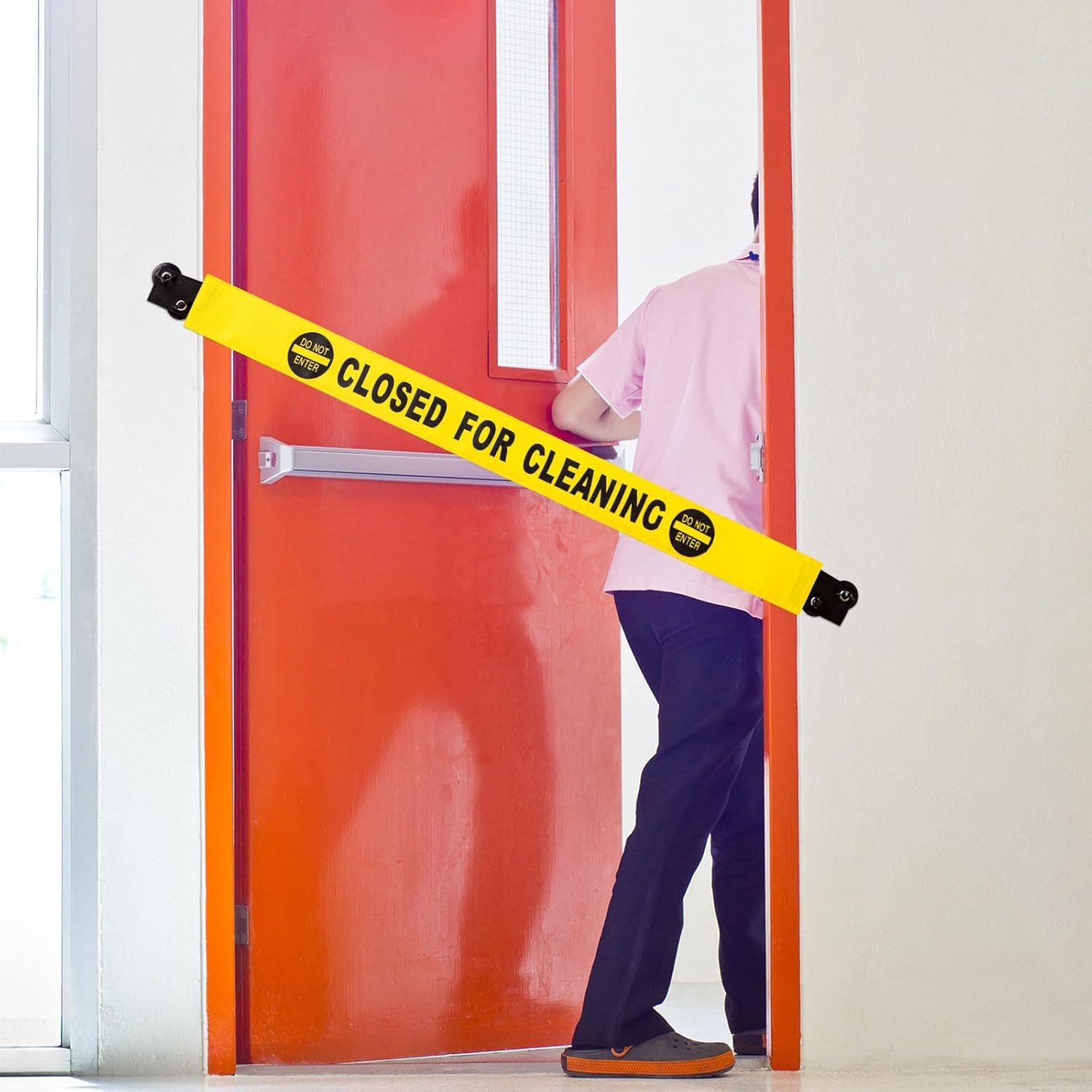 Barydat 2 Pcs Restroom Closed for Cleaning Sign with Magnetic Ends Nylon Bathroo