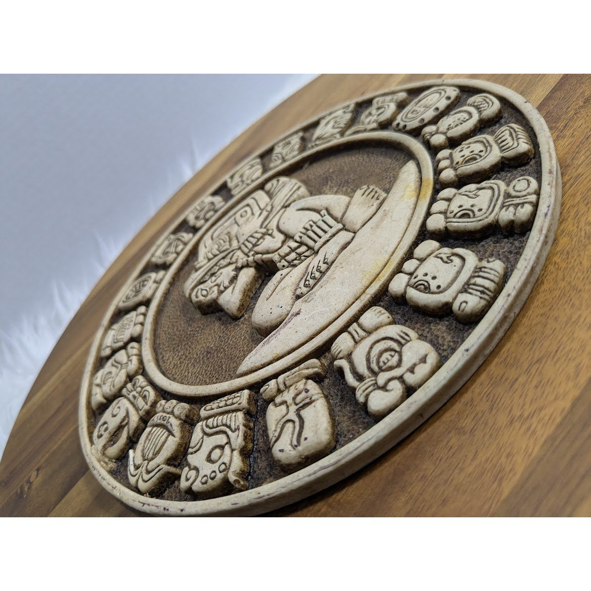 Vintage Mayan Aztec Calendar Sun Stone Wall Plaque Decor Relief Sculpture 10in