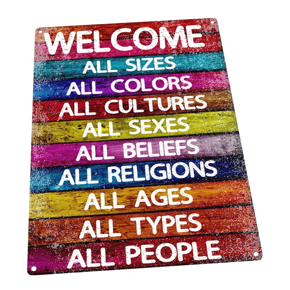 All Welcome Metal Sign; Wall Decor for Office or Meeting Room