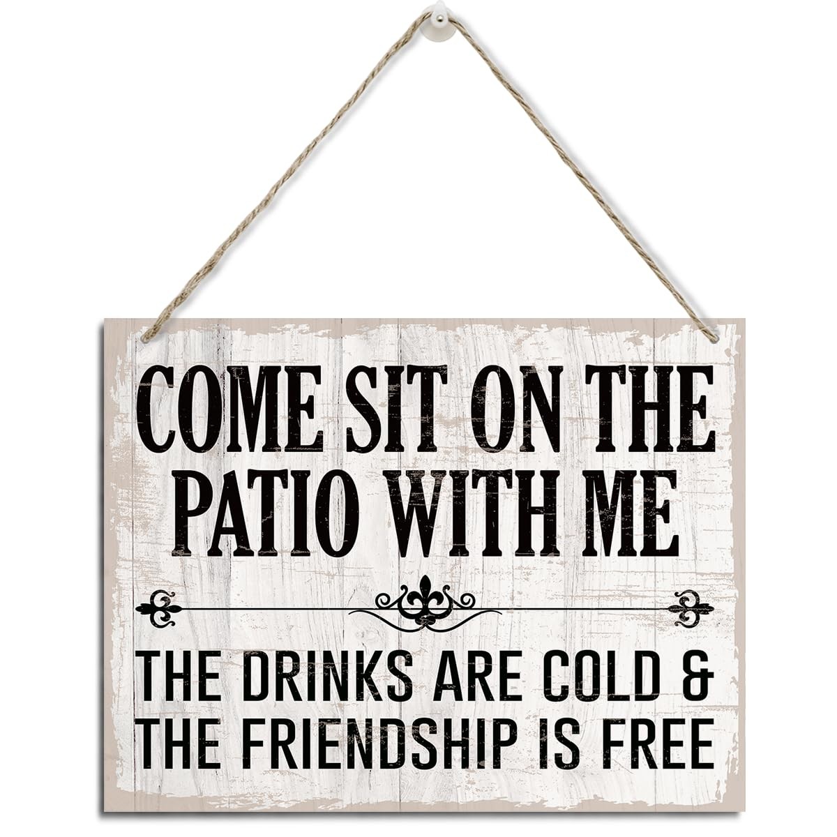 Patio Garden Decor, Come Sit on the Patio Sign, Rustic Hanging Wood Plaque Sign,