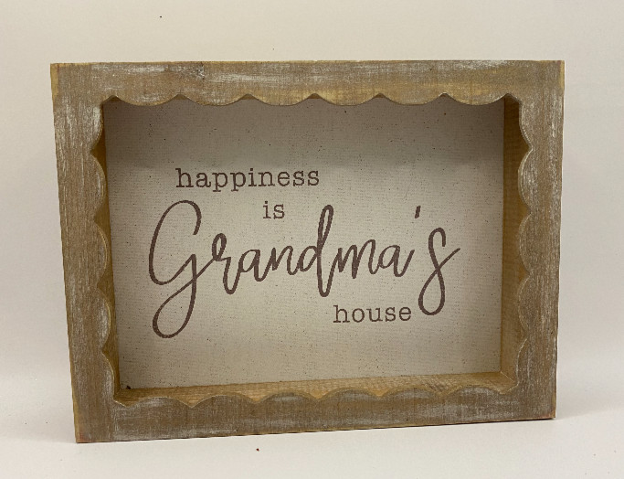 8″ X 6″ HAPPINESS IS GRANDMAS HOUSE WOOD HANGING STANDING WALL DECOR FREE SHIP