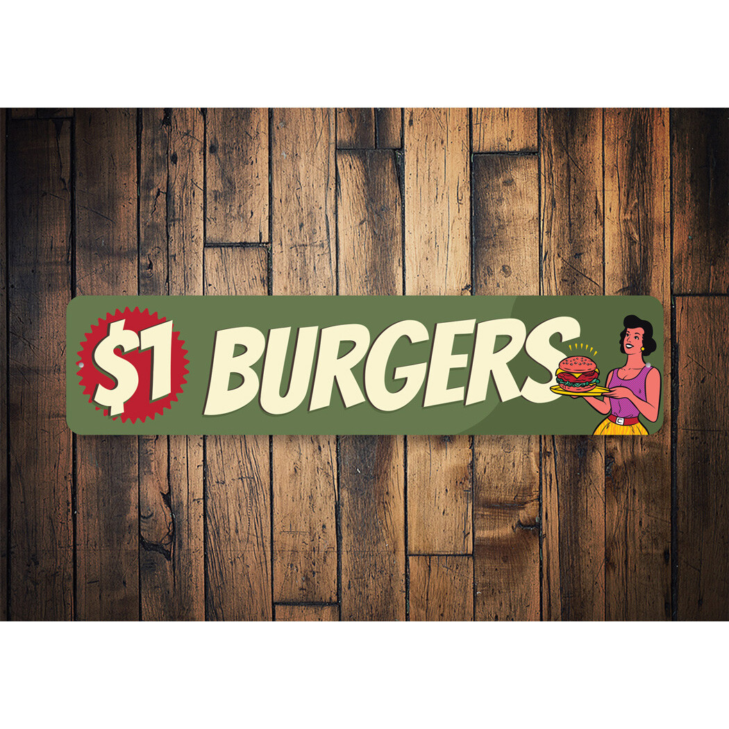 $1 Burgers Metal Sign