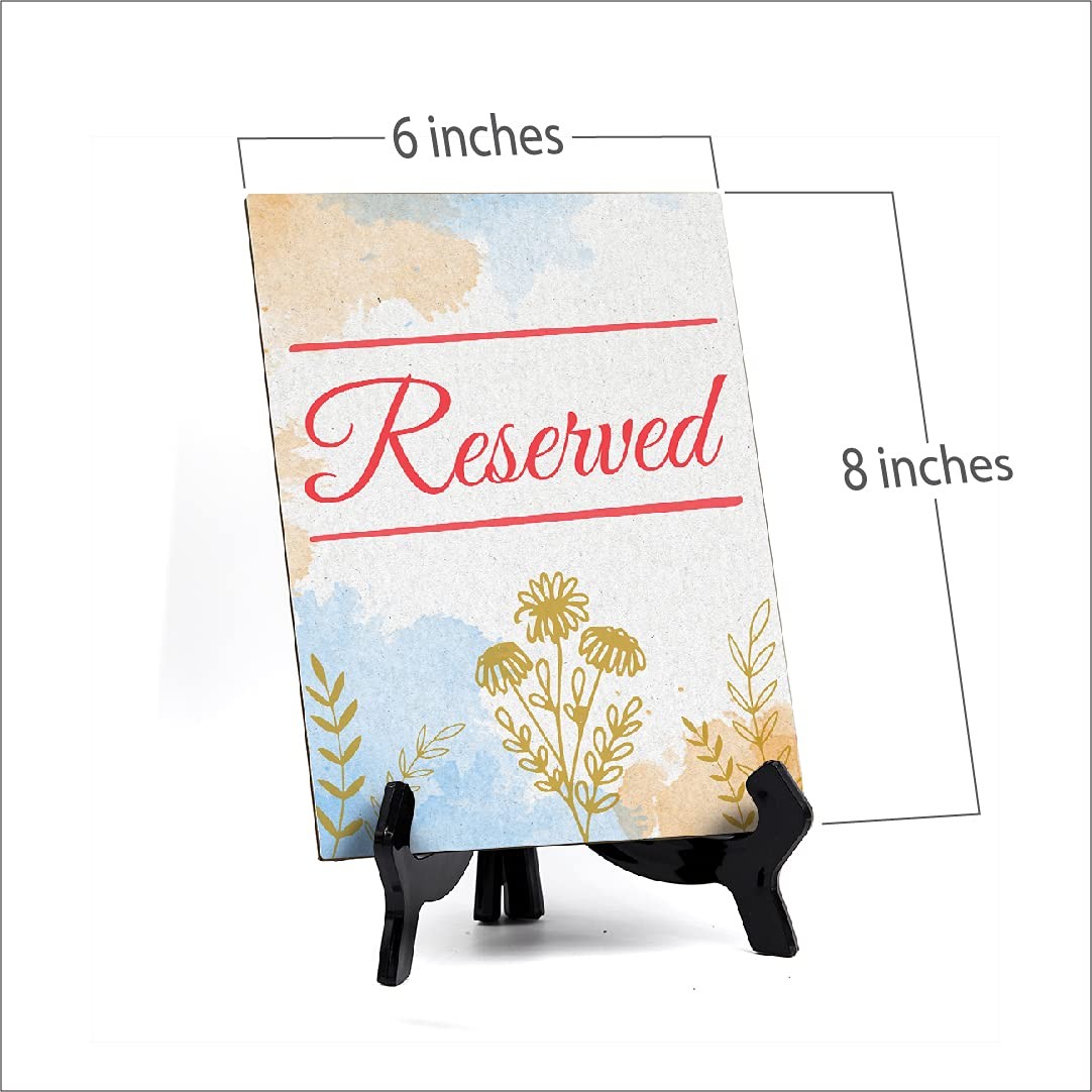Signs ByLita Reserved, Blue Watercolor Table Sign (6 x 8″)