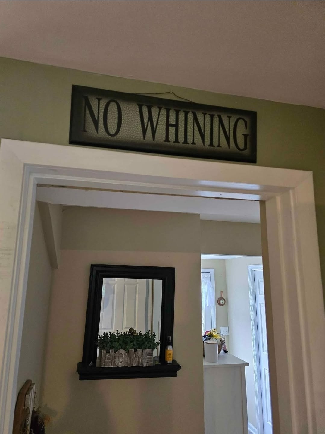 Rustic Wood Hanging Decorative Sign ‘No Whining’ Antique Finish Rectangle