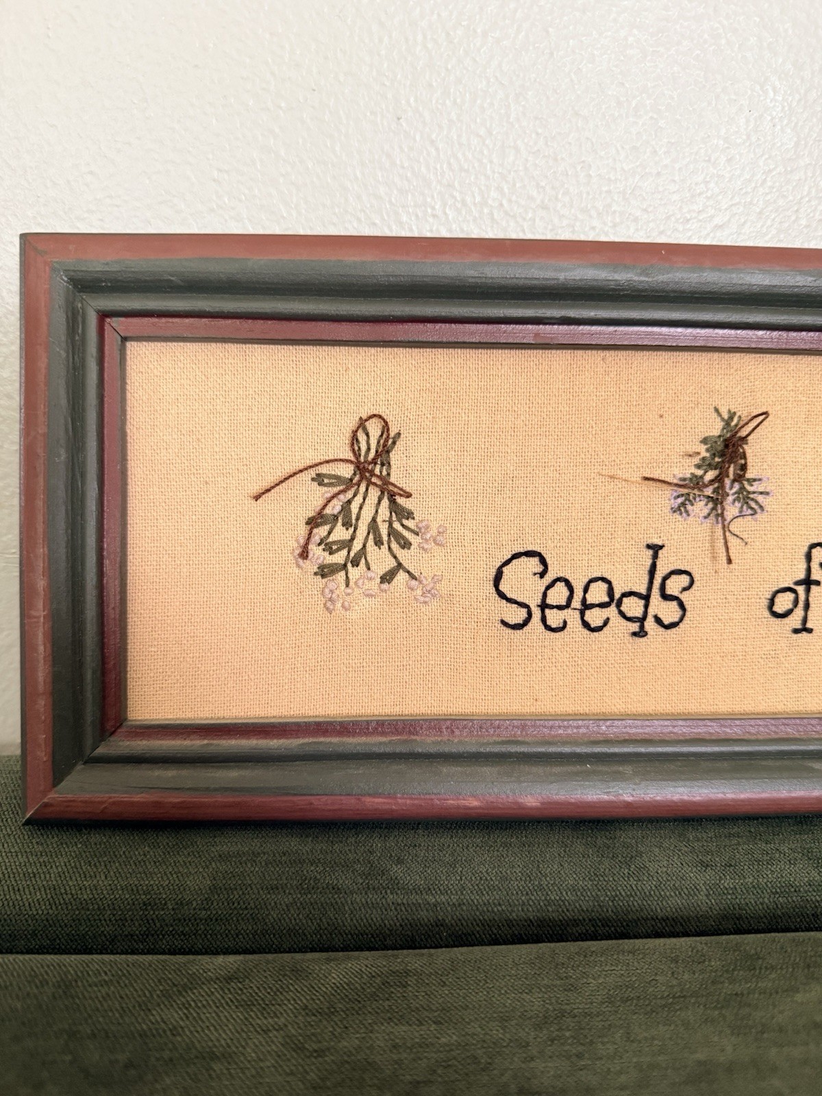 Seeds Of Kindness Wall Art Small Stitched Framed Farm Country Flowers 6×18