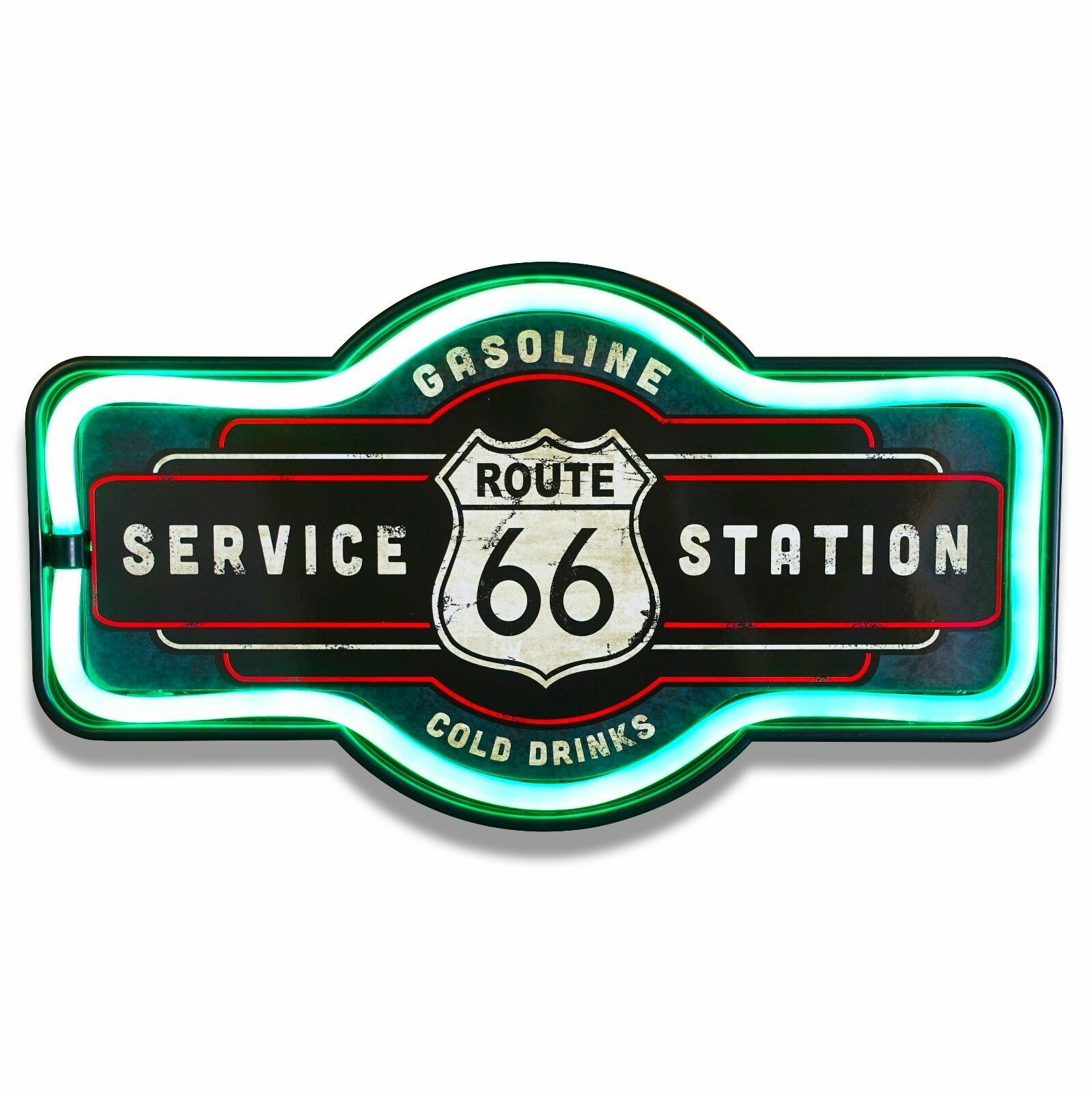 Route 66 LED Neon Lighted Sign, 17″ Marquee Shape, For Bar, Garage, or Man Cave