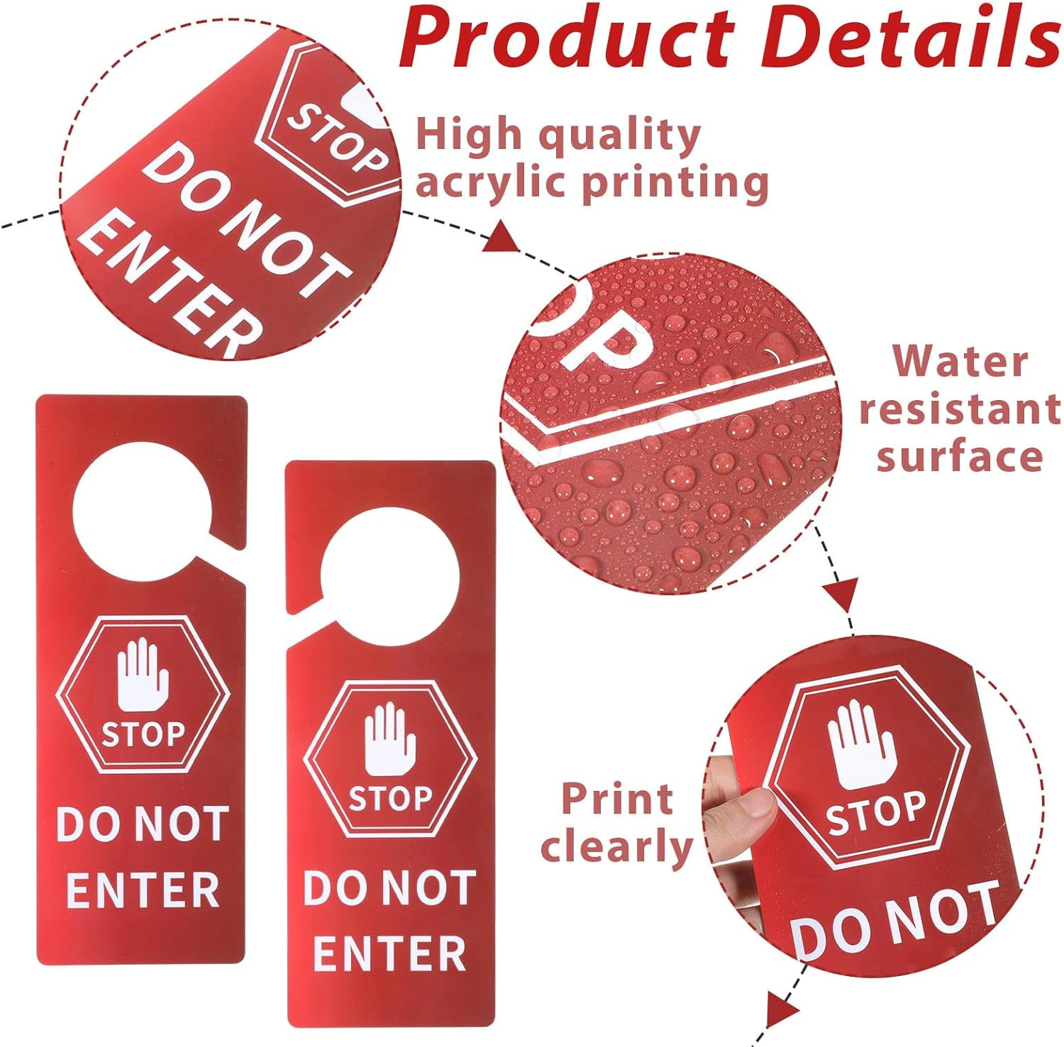 Stop Do Not Enter Door Hanger Sign, 2 Packs 3.5 X 9.5 Inch Double Sided Funny St