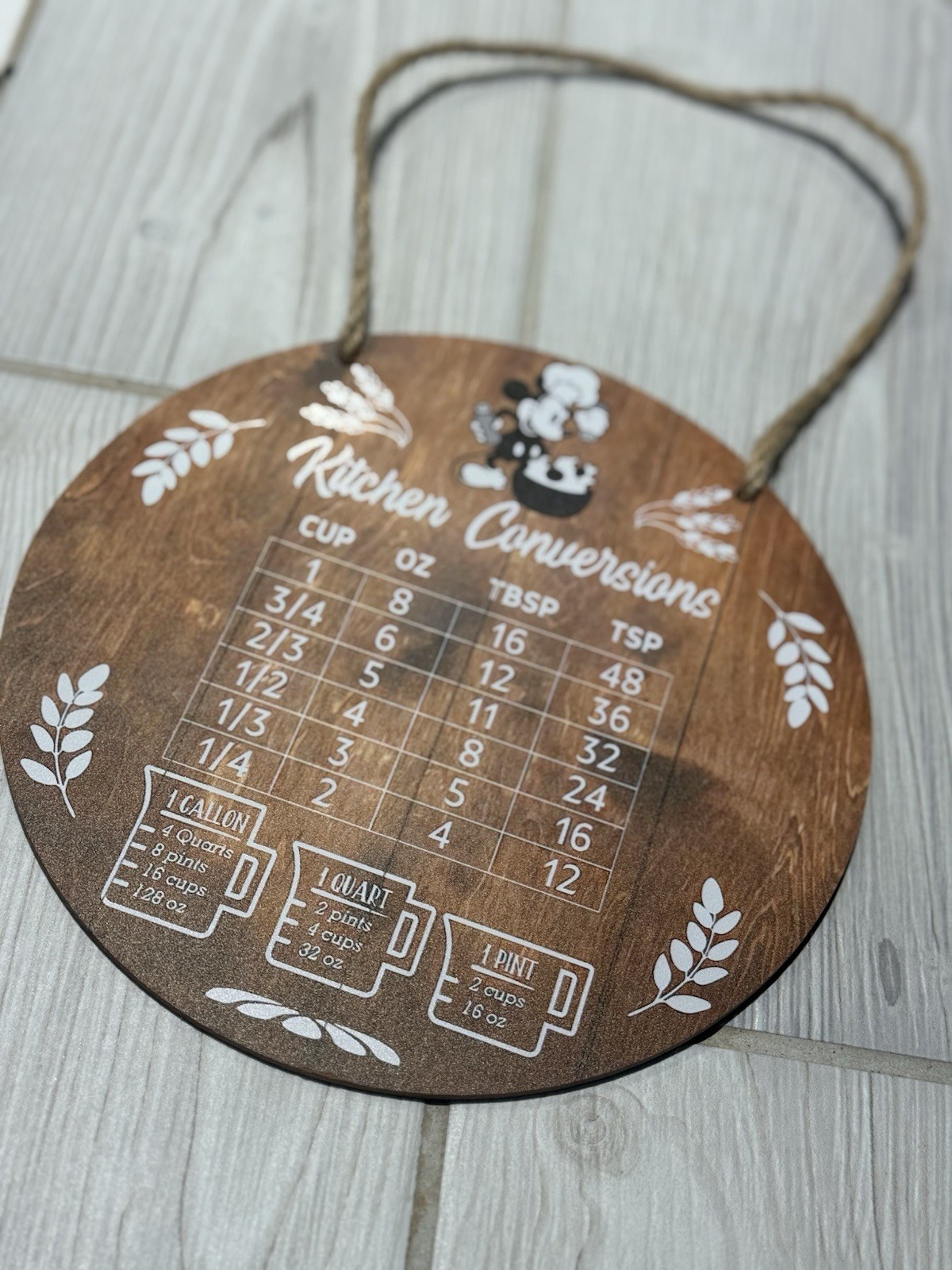 Disney Mickey Mouse Kitchen Conversions Round Wood Grain Hanging Wall Sign