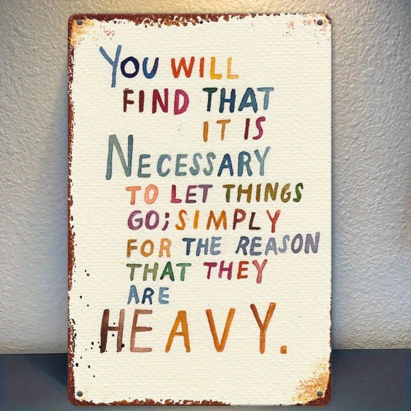 Let Things Go Metal Sign Vintage Watercolor Inspirational Quote Wall Decoration