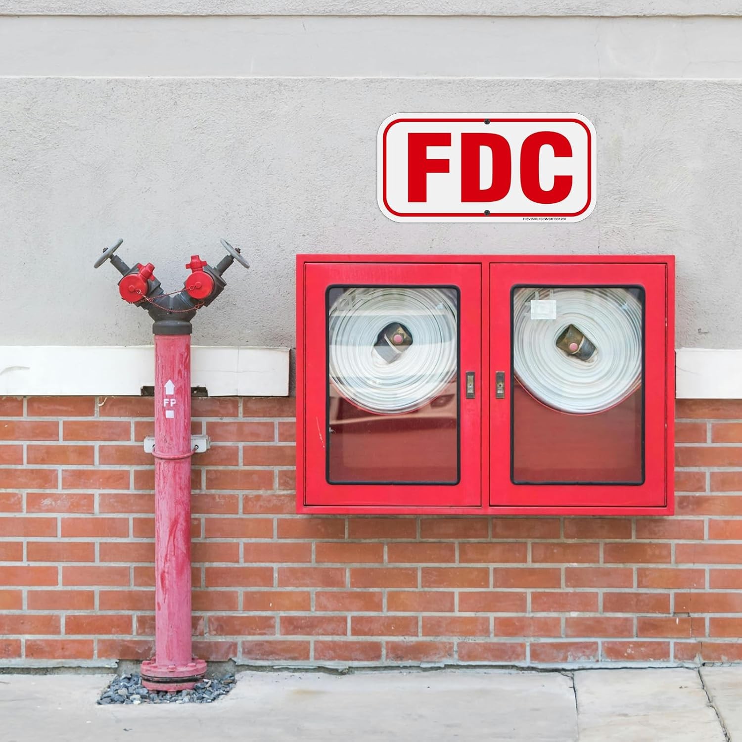 FDC Sign,Fire Department Connection Sign,4Pack-12″X6″,.40 Rust Free Red