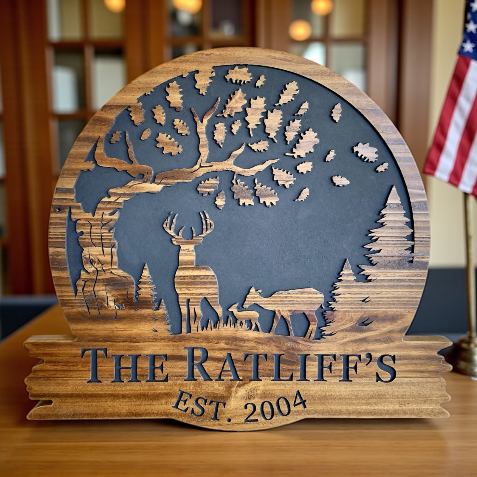 Personalized Family Last Name Sign Custom Carved Wood Plaque Wedding Sign Gift