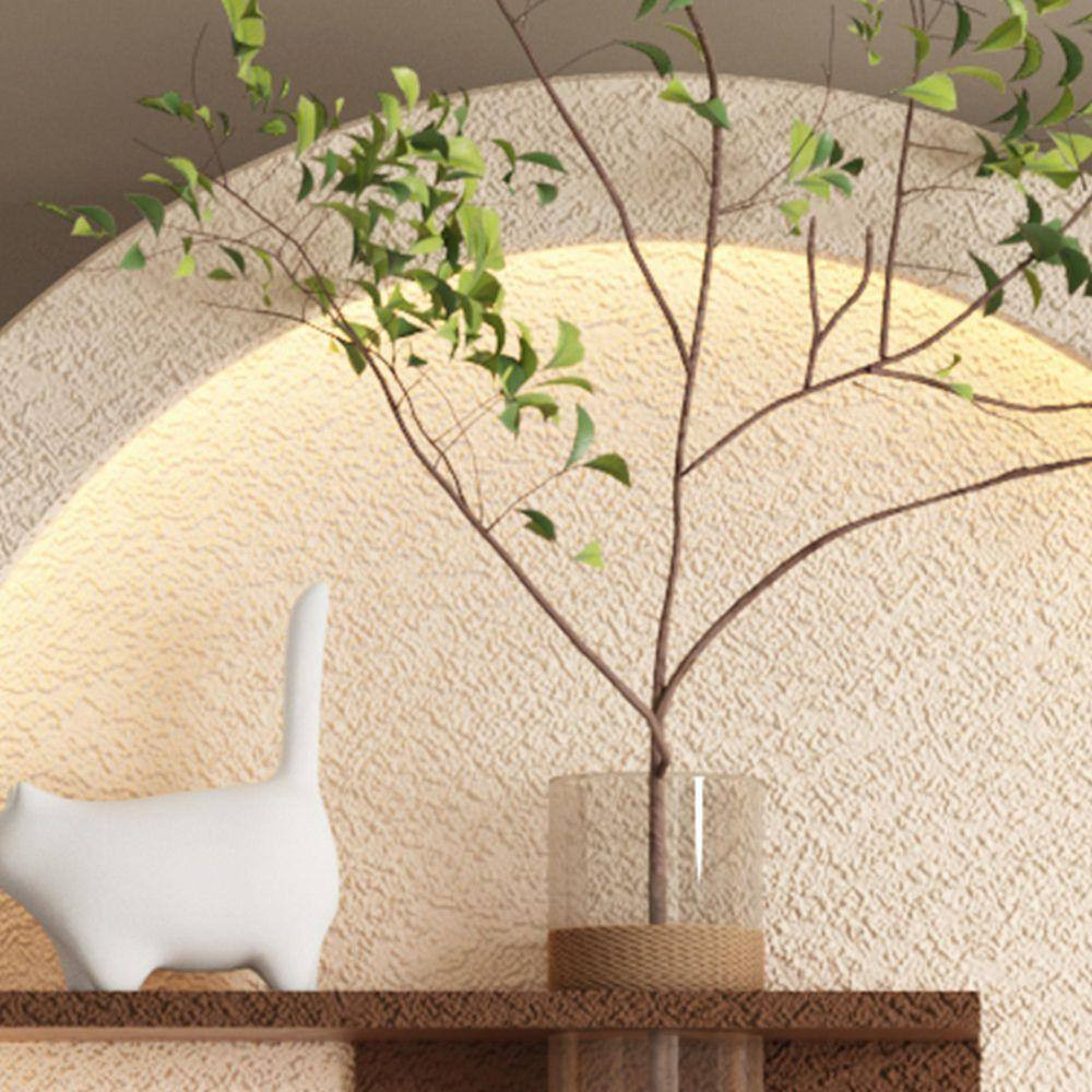 24 In. X 41 In. Light Coffee 3D Art Sculpture Wall Decor with Simulated Greenery