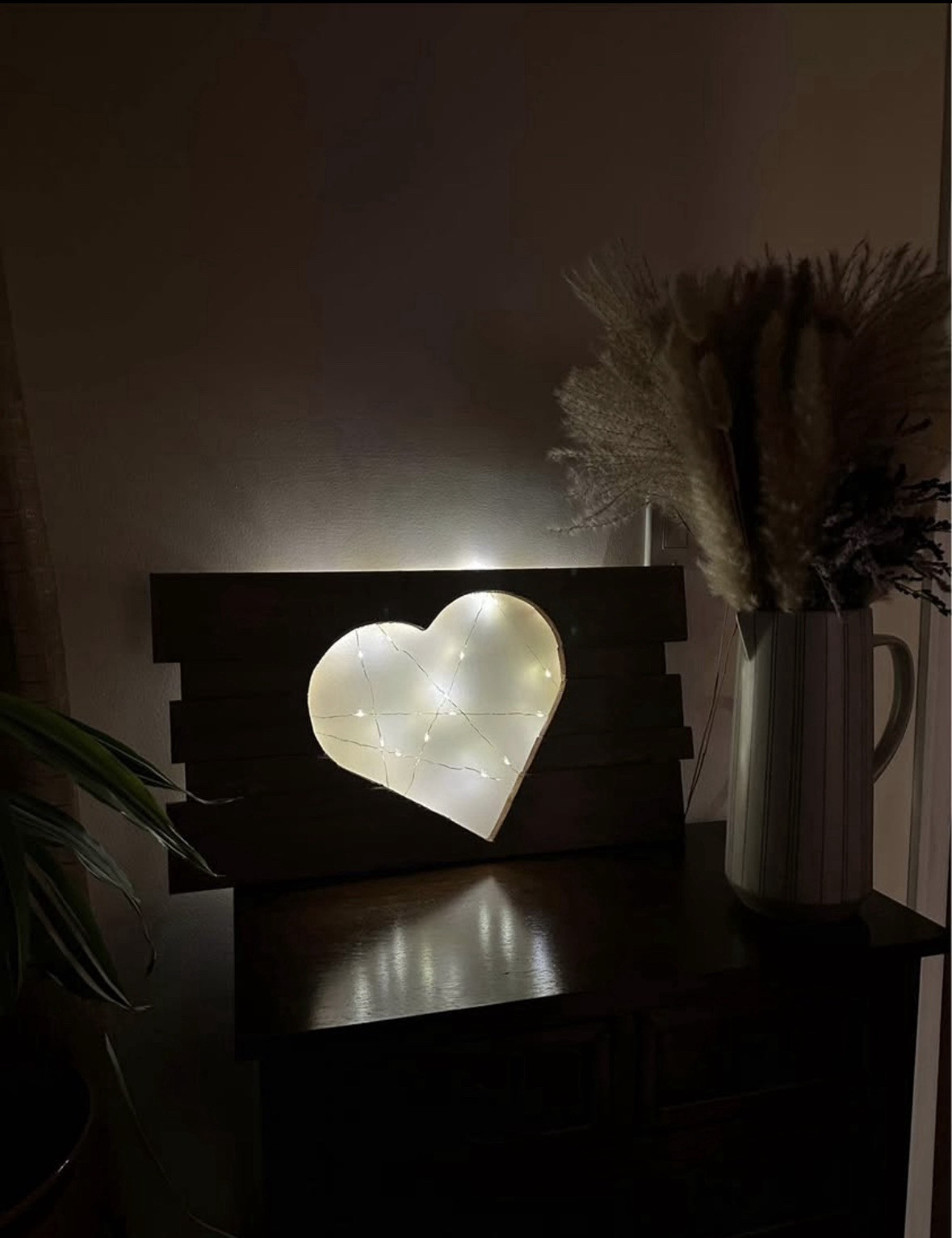 Decorative Rustic Wood Heart with Lights. Stained or Painted.