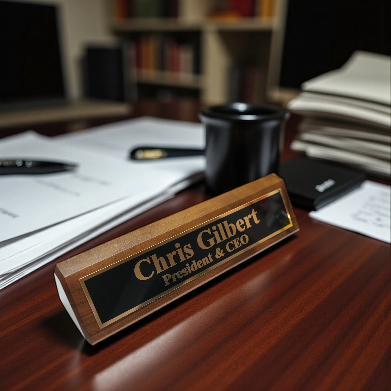 Desk Wedge Name Plate – Personalized Titles and Styles – 11 Inches