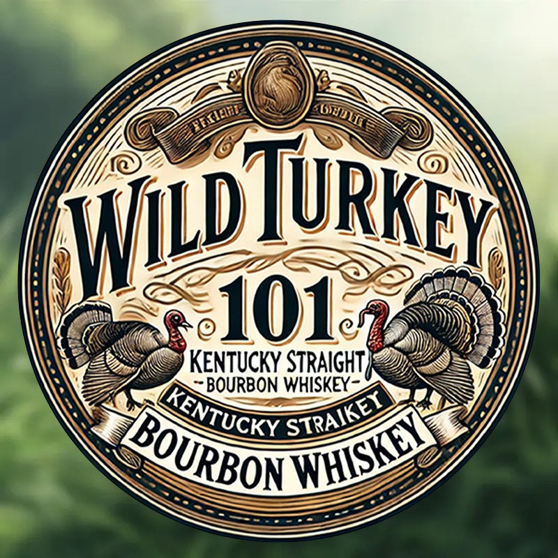 Wild Turkey 101 Vintage Tin Metal Signs – 8-Inch Round Iron Wall Art with Kentuc