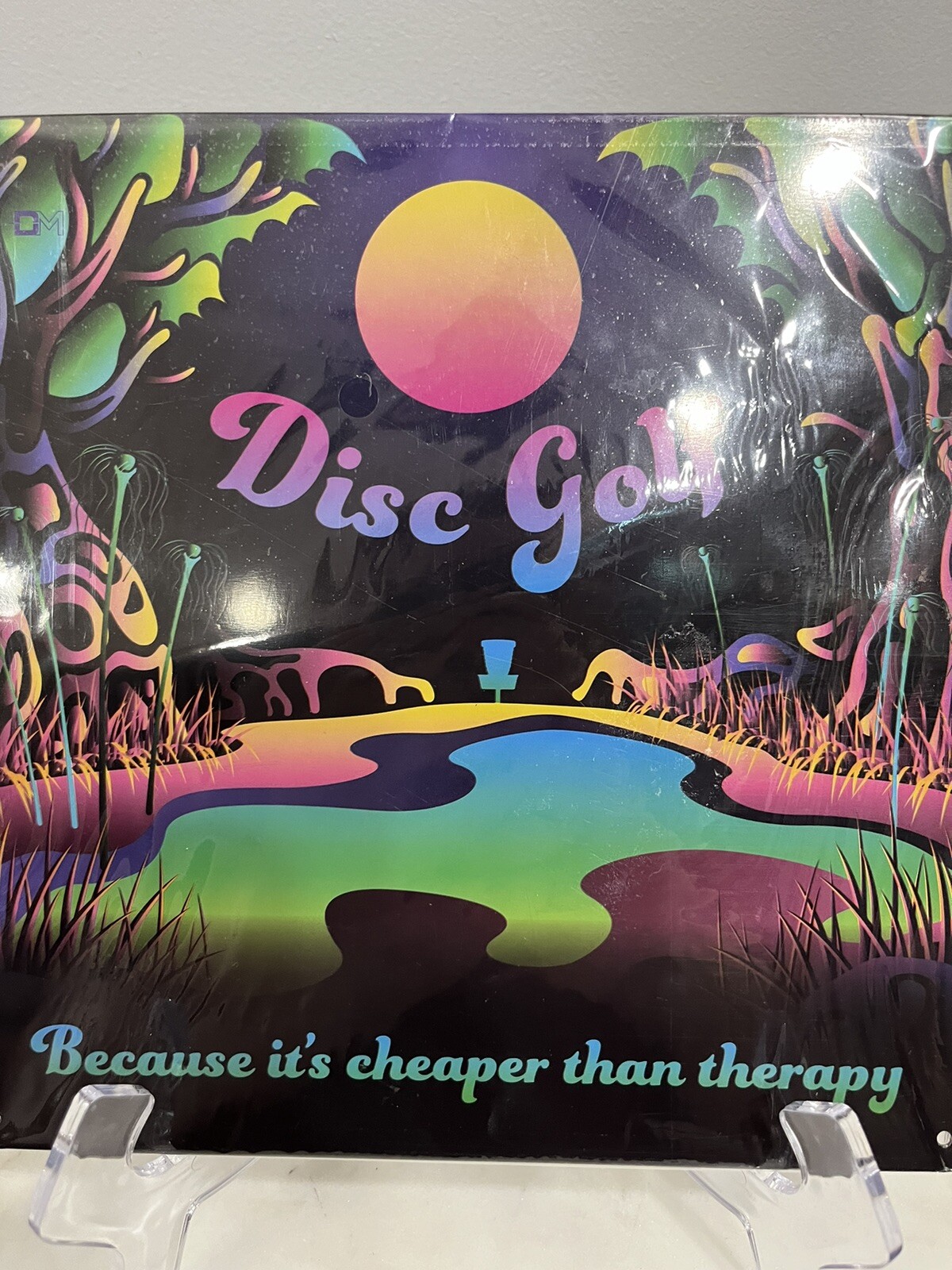 Lightweight Metal Psychedelic Trippy Colorful Disc Golf Therapy Hanging Wall Art