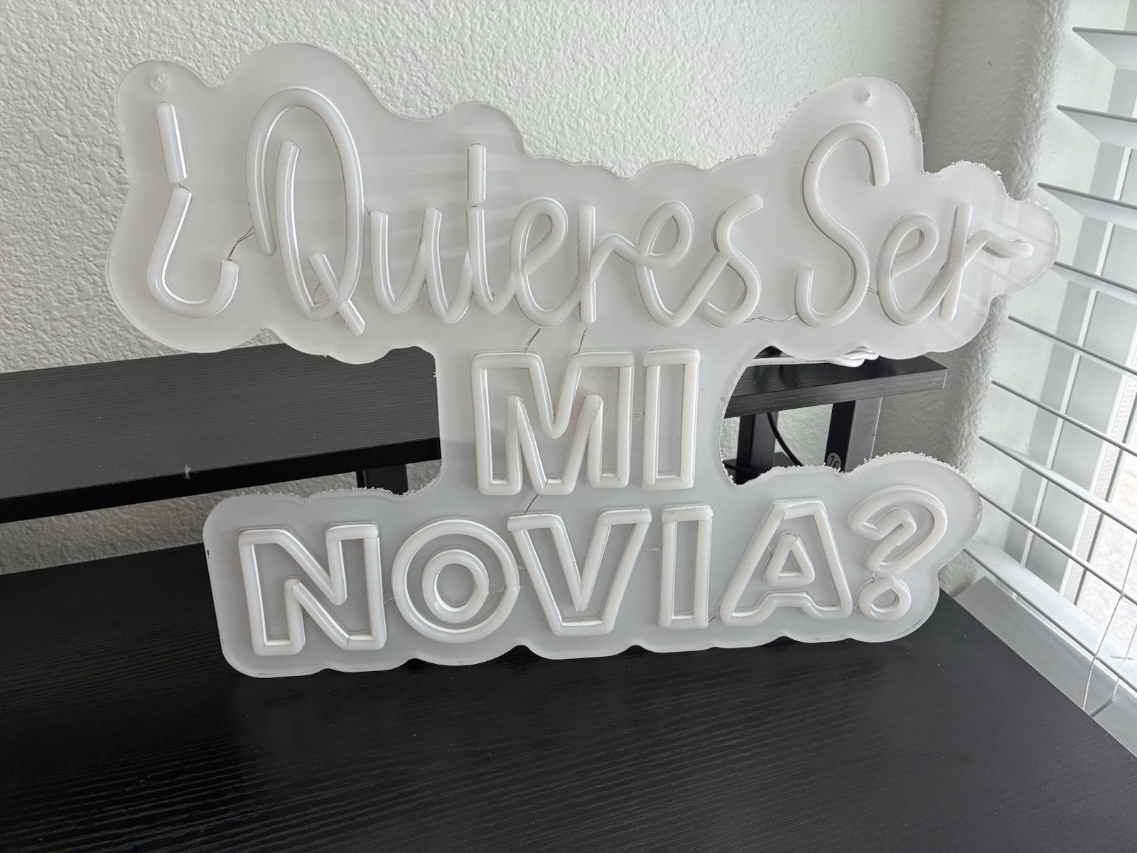 LED Decorative Wall Sign ¿Quieres Ser Mi Novia? White Acrylic Hanging Plaque