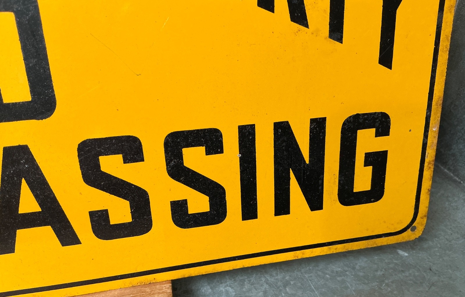 Vintage Steel/Tin Orange Private Property No Trespassing Sign Indus 14×7 1980’s