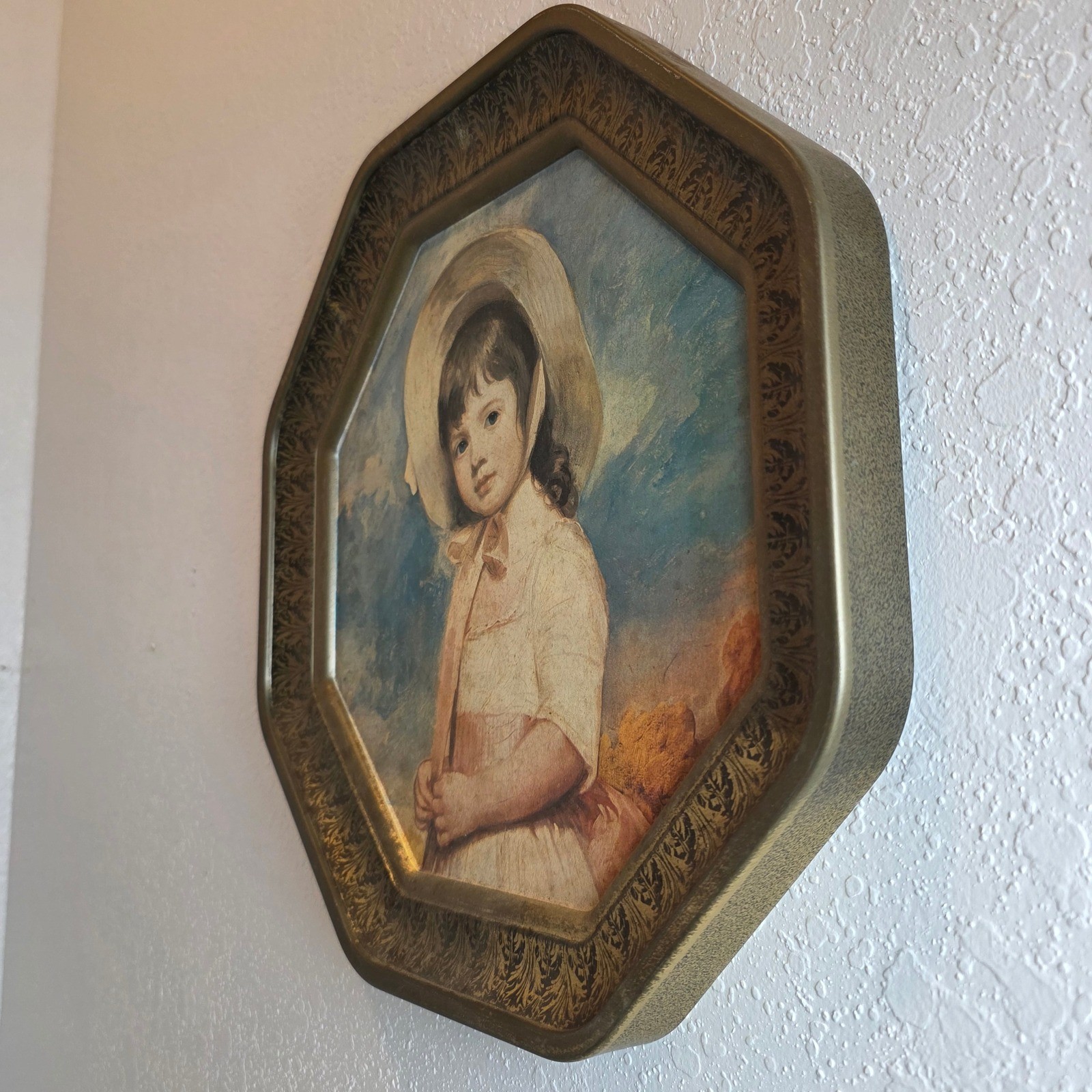 Vintage 70s Tin Lithograph George Romney’s Portrait of Miss Juliana Willoughby