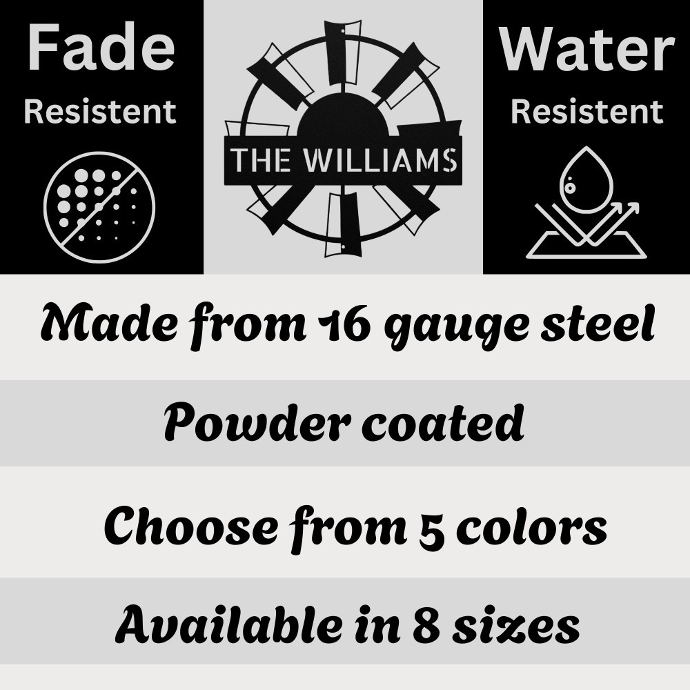 Personalized Fancy Windmill Metal Sign Custom Decor Gift for Home and Garden