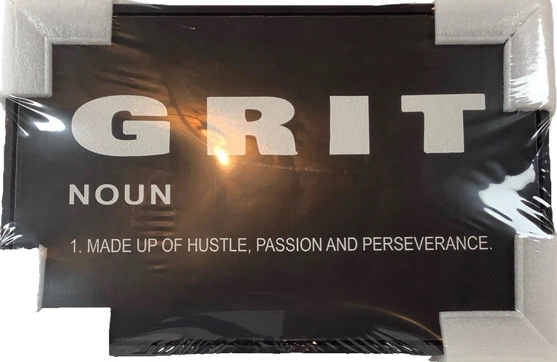 Motivational Workout EXECUTION HUSTLE GRIT Wood Framed Wall Art Set Brand New