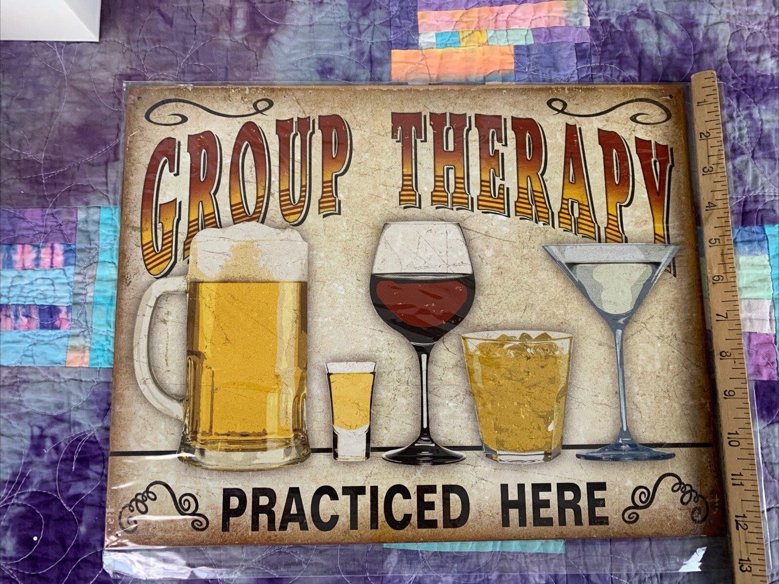 “Group Therapy Practiced Here” Funny Man Cave Beer Tin Bar Cafe Sign 16×12.5