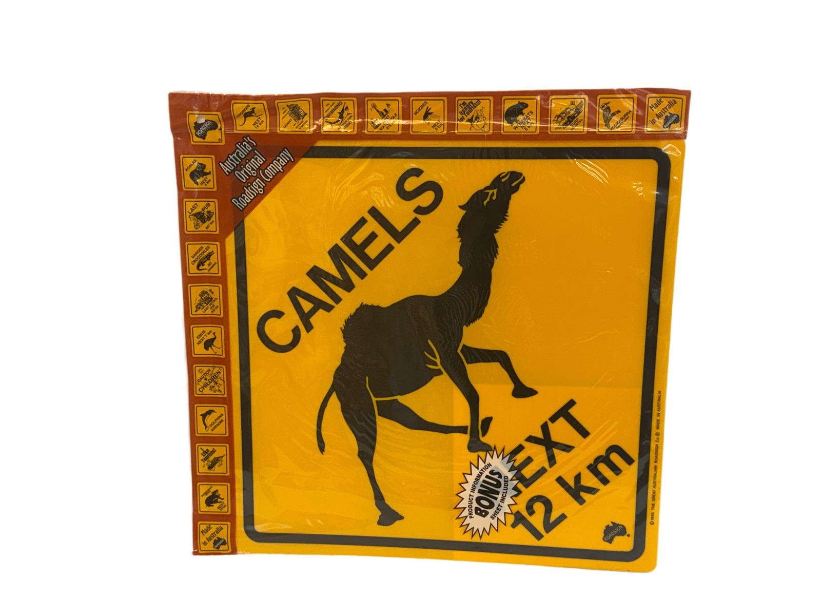 1985 The Great Australian Roadsign Camels Next 12km (15″ x 15″) NEW