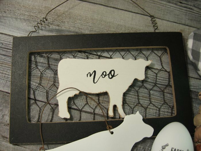 Decorative Farmhouse Lot Cow Sign Plaque Eggs Chalkboard Barn Lot 11 pc