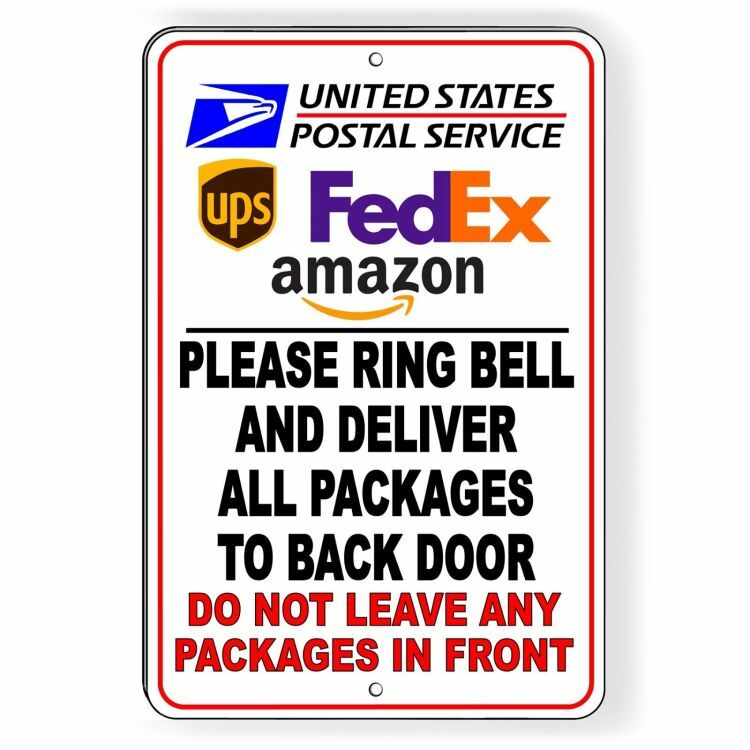 Ring Bell Deliver Package To Back Do Not Leave In Front Metal Sign 5 SIZES SI133