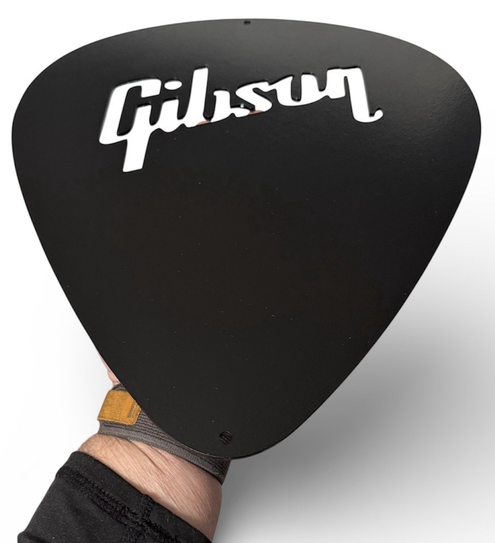 Large 13″ Gibson Style Guitar Pick Wall Art Sign Man Cave