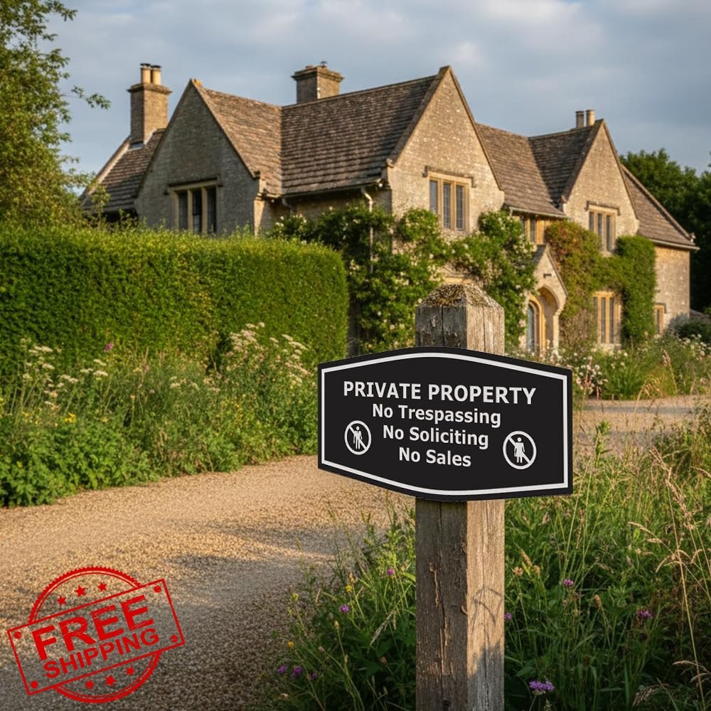 Signs ByLITA Ivory/Brown No Trespassing 2pk