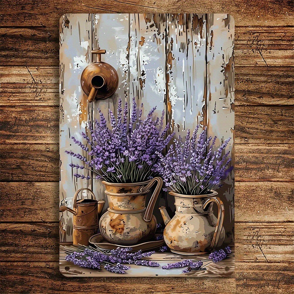 Lavender Wall Decor Tin Sign French Country Vintage Chic Signs Garden Yard 8×12″