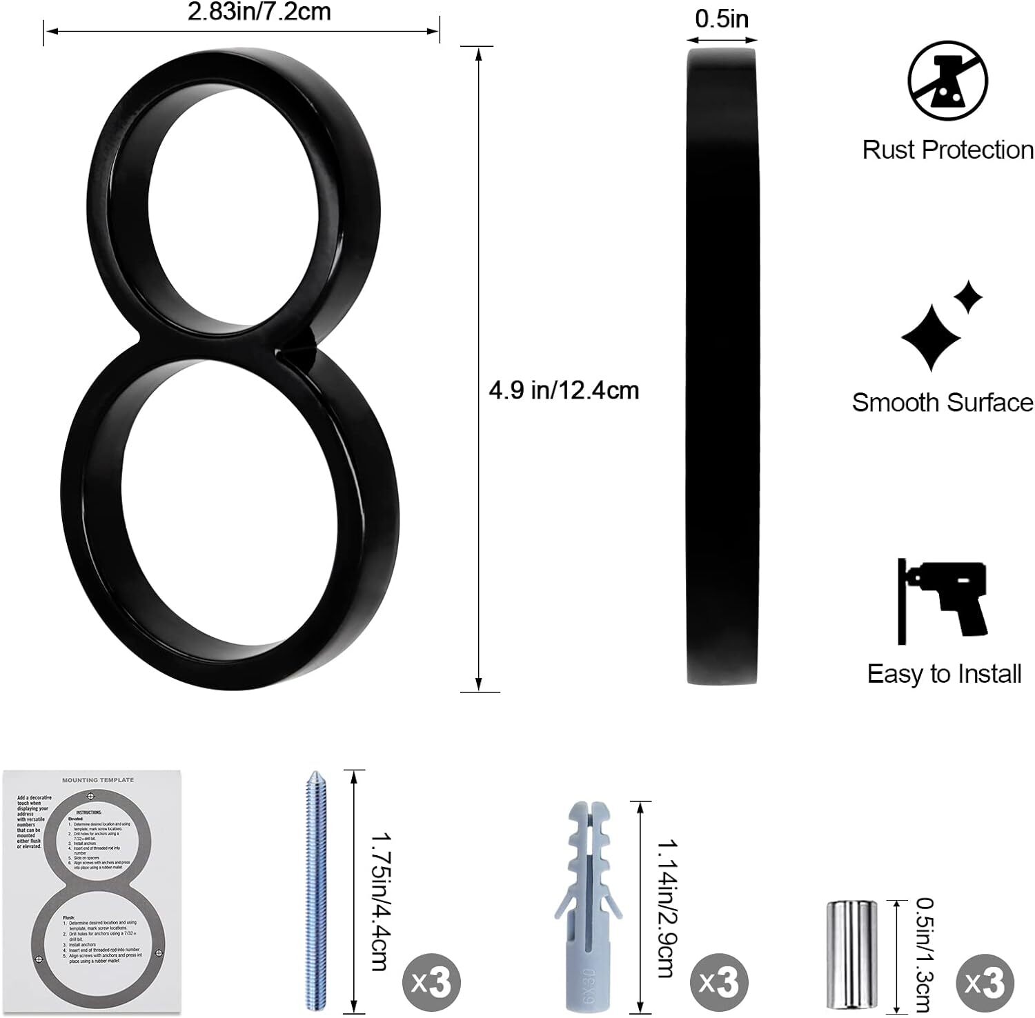 House Number for Outdoor, Mailboxes Number, Address Sign Metal Exterior Decor