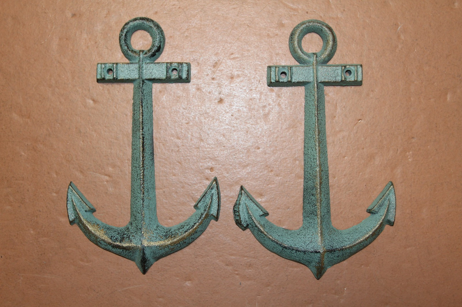 2-Large Metal ANCHOR WALL PLAQUE,Maeiner Decor,Boat Style,Bath Accents,N-42