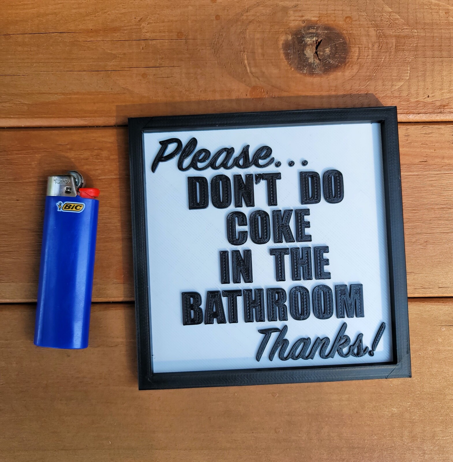 “Please, don’t do coke in the bathroom” wall decor gag gift funny sign