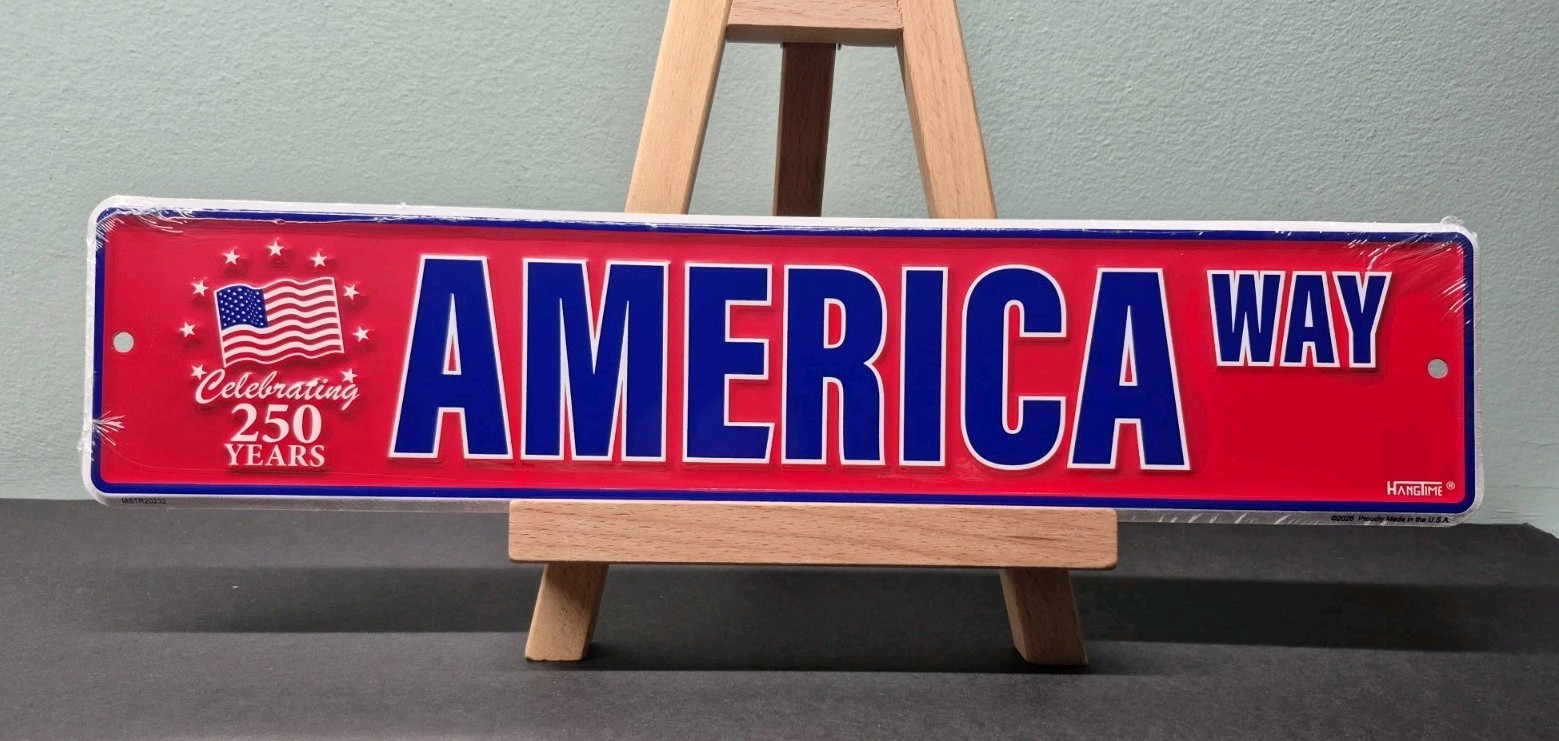 America Way Mini Street Sign – Embossed Metal Sign – 4 X 18 Inches