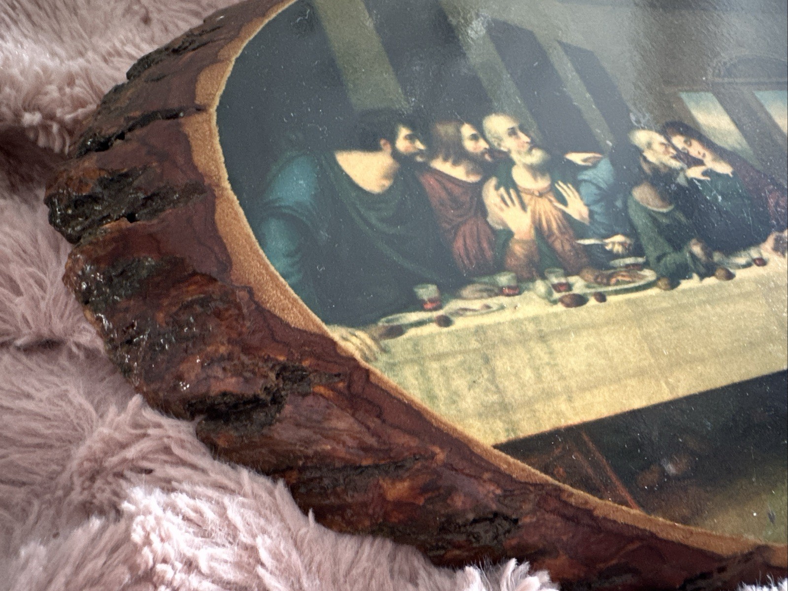 VTG The Lords Last Supper On Pine Wood Decorative Wall Plaque 17 X 9.5 Inches