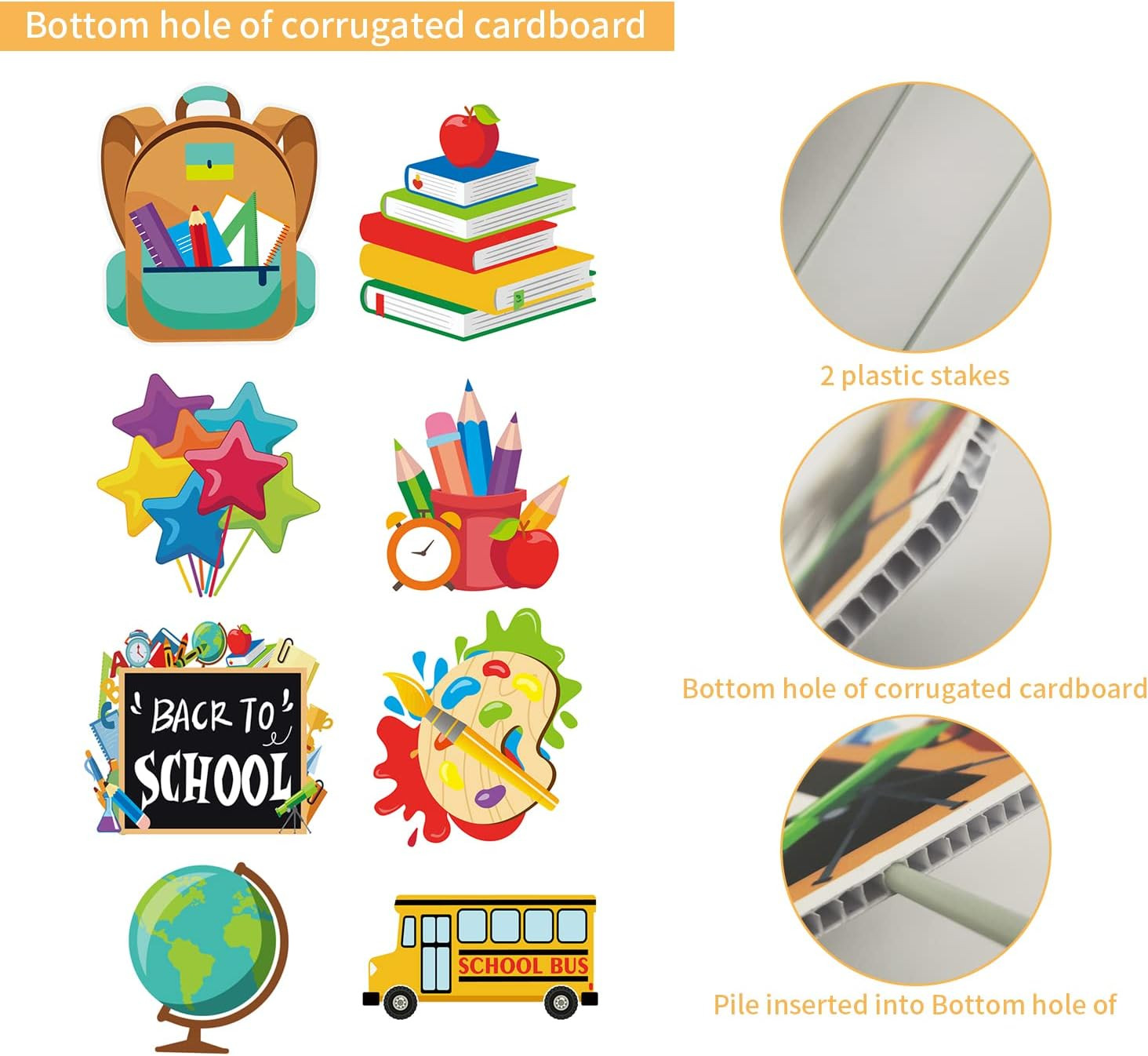 14 Pcs Welcome Back to School Yard Sign with Stakes Kindergarten Hallway Outdoor